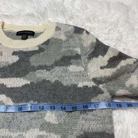 Banana Republic Sweater Camo Grey Size Small Cotton Wool Mohair Blend - Picture 8 of 8